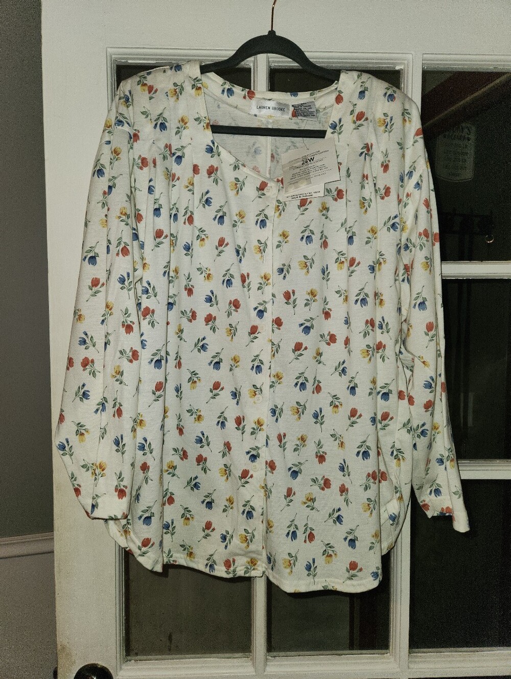 Vintage Lauren Brooke 24W NWT Floral Button Front Tunic Blouse Cottagecore Plus